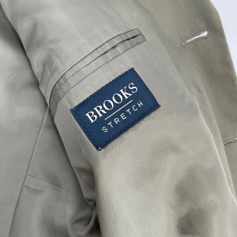 Brooks Brothers Stretch Men's 41R Blazer Sport Coat Khaki Olive 2 Button Classic